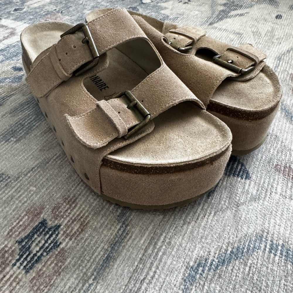 Tan Suede Buckle Sandals